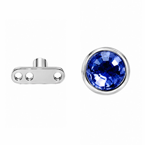 پیرسینگ میکرودرمال نگین آبی 6mm کد213