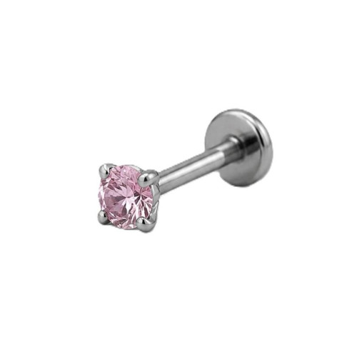 گوشواره پیرسینگ نگین 3mm صورتی کد74