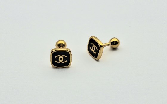 گوشواره CHANEL مشکی طلایی کد 1167